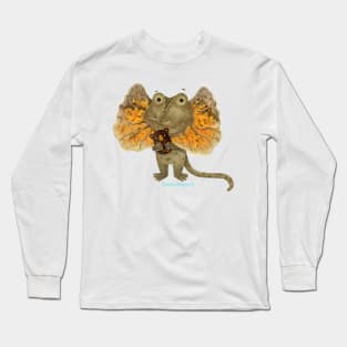 Cute Frilled Neck Lizard with Teddy Bear Long Sleeve T-Shirt